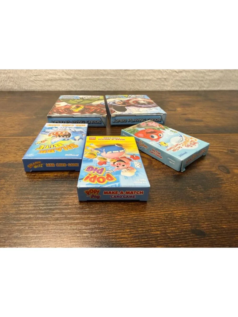Card Game Set Avengers Jumbo Playing Cards Lets Go Fishin Pop The Pig Shark Bite